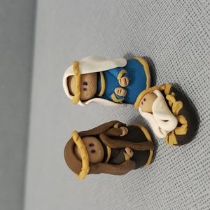 New Super Adorable Miniature 3 Piece Polymer Clay Nativity Set